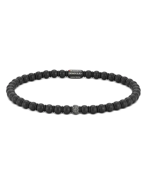 Demeglio Men's Sfera Black Diamond & 18K White Gold Small Stretch Bracelet