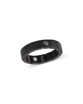 Demeglio Men's 18K White Gold Black Diamond Black Ceramic Stretch Ring