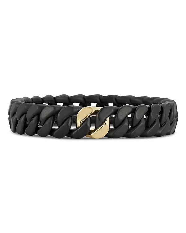 Demeglio Men's 18K Yellow Gold Black Ceramic Groumette Link Bracelet