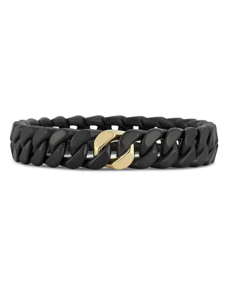 Demeglio Men's 18K Yellow Gold Black Ceramic Groumette Link Bracelet