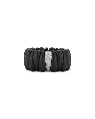 Demeglio 18K White Gold Demeglio Diamond & Matte Ceramic Artiglio Stretch Ring