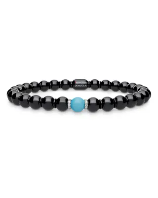 Demeglio 18K White Gold & Black Ceramic Bracelet with Turquoise & Diamonds