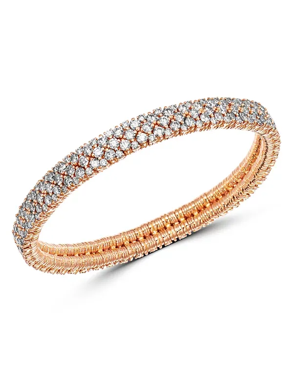 Demeglio 18K Rose Gold Cashmere Collection Stretch Bracelet with Champagne Diamonds