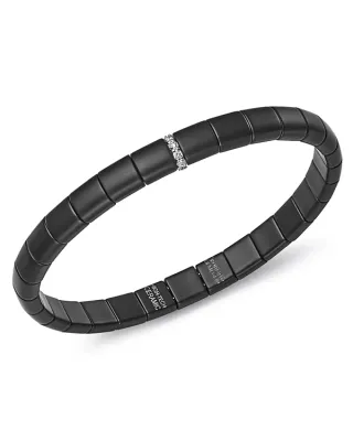Roberto Demeglio 18K White Gold & Matte Black Ceramic Pura Stretch Bracelet with Diamonds