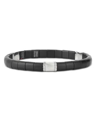 Roberto Demeglio 18K White Gold & Black Ceramic Pura Diamond Stretch Bracelet