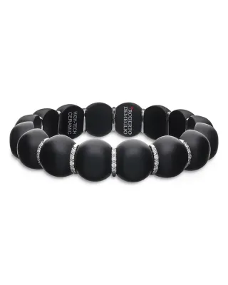 Roberto Demeglio 18K White Gold & Ceramic Stretch Bracelet with Diamonds
