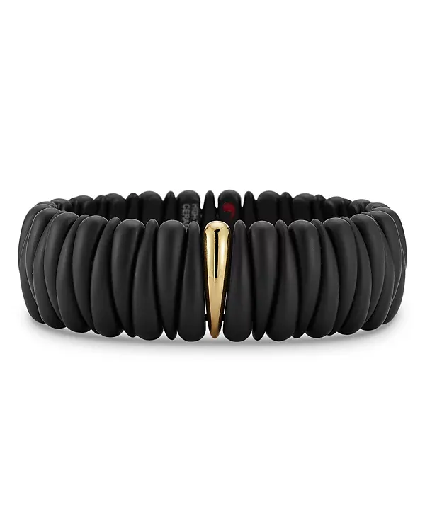 Roberto Demeglio 18K Yellow Gold Demeglio Artiglio Black Ceramic Stretch Bracelet