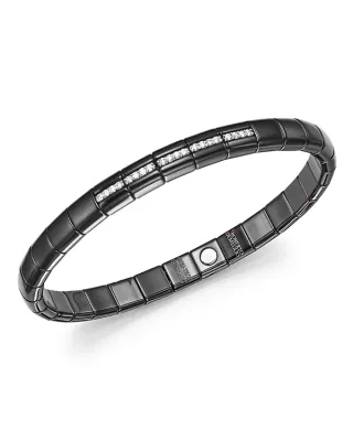 Roberto Demeglio 18K White Gold & Black Ceramic Pura Stretch Bracelet with Diamonds