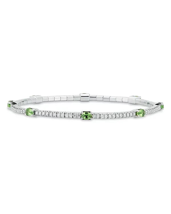 Roberto Demeglio Extensible 18K White Gold Tsavorite & Diamond Stretch Tennis Bracelet
