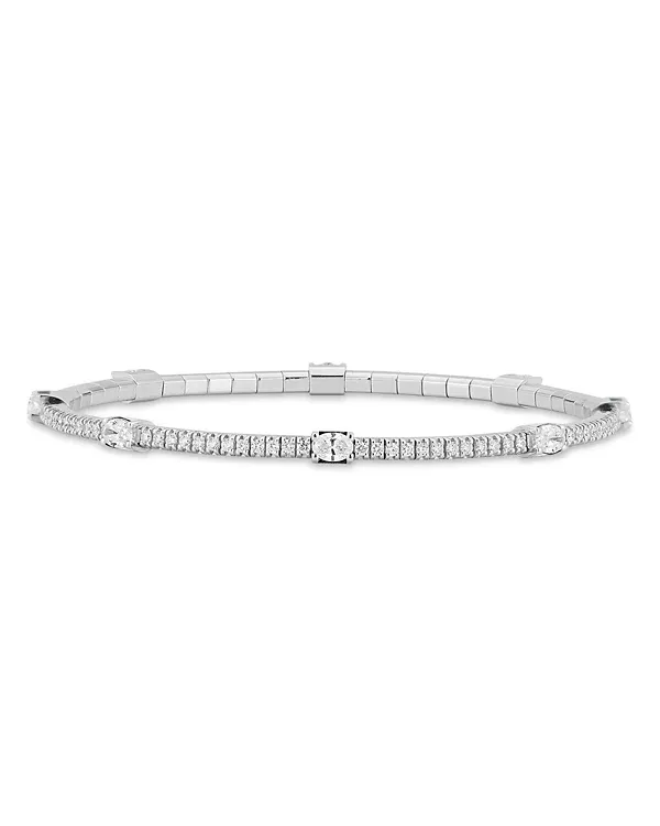 Roberto Demeglio Extensible 18K White Gold Oval Diamond Station Stretch Tennis Bracelet
