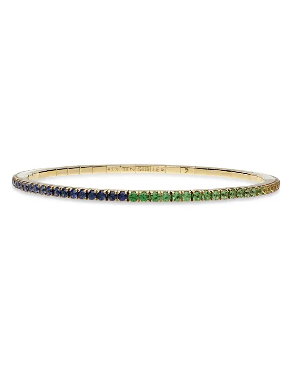 Roberto Demeglio Extensible 18K Yellow Gold Rainbow Sapphire Stretch Tennis Bracelet