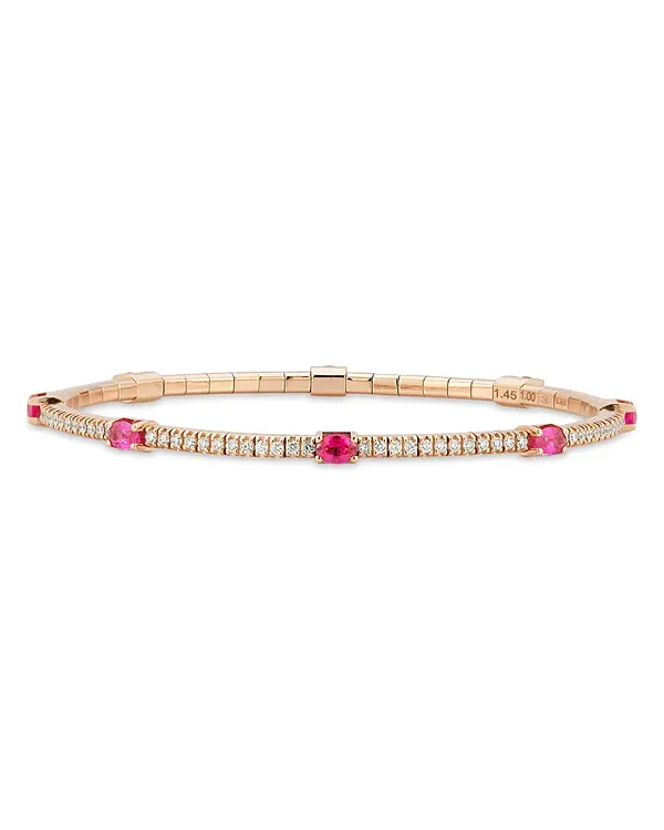 Roberto Demeglio Extensible Oval Ruby & Diamond Stretch Tennis Bracelet