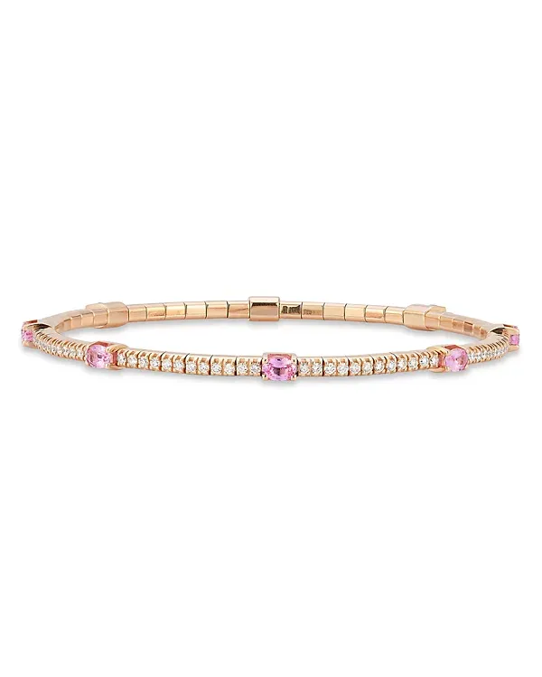 Roberto Demeglio Extensible 18K Rose Gold Pink Sapphire & Diamond Stretch Tennis Bracelet