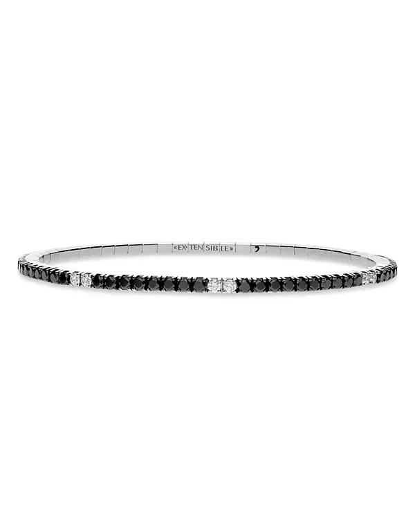 Roberto Demeglio Extensible 18K White Gold Black & White Diamond Stretch Tennis Bracelet