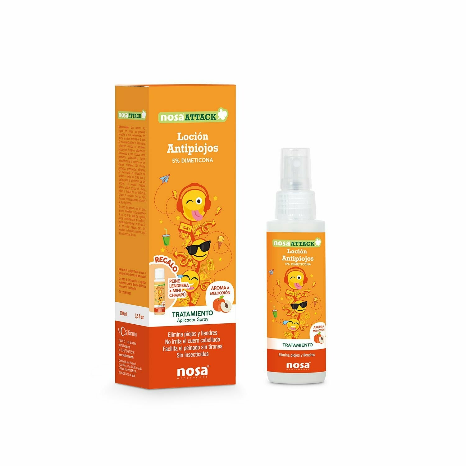 Loción Antipiojos 5% Dimeticona aroma Melocotón