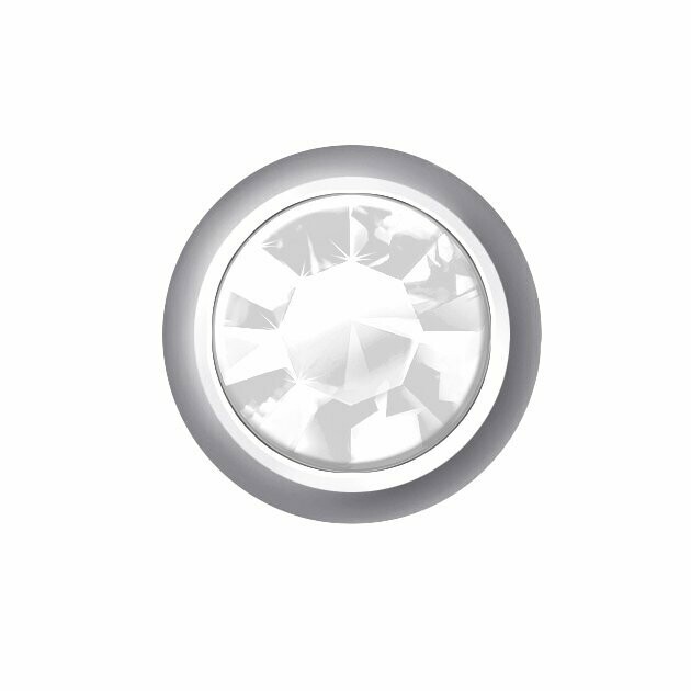 Pendiente Botón Swarovski blanco