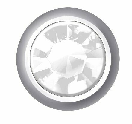 Pendiente Botón Swarovski blanco