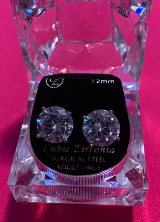 Silver Plated-Cz-Studs 12Mm