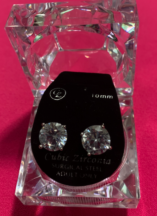 Silver Plated-Cz-Studs 10Mm