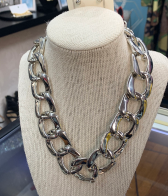 Silver Link Chain /Earring set