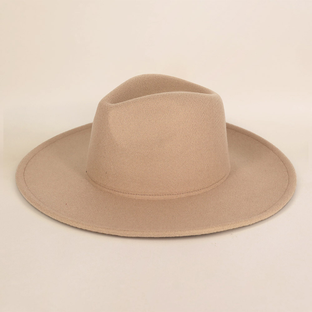 Tan wide brim fedora
