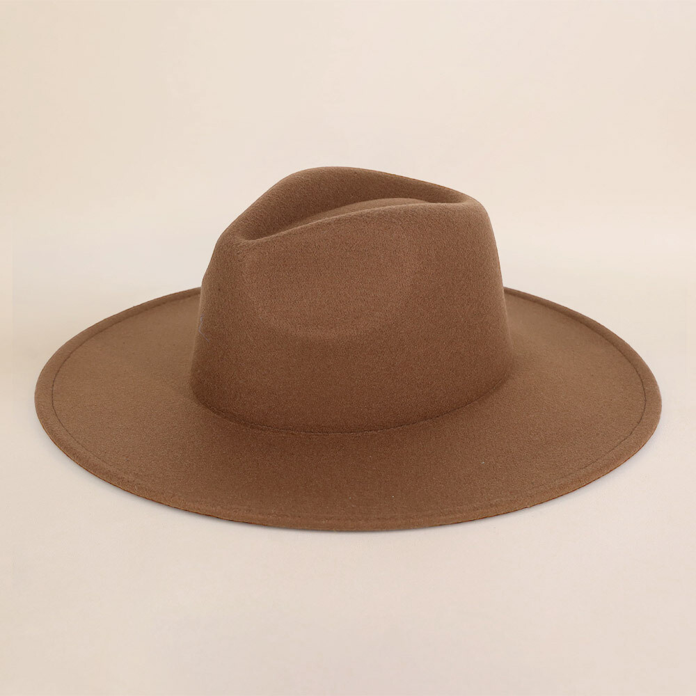 Brown wide brim fedora