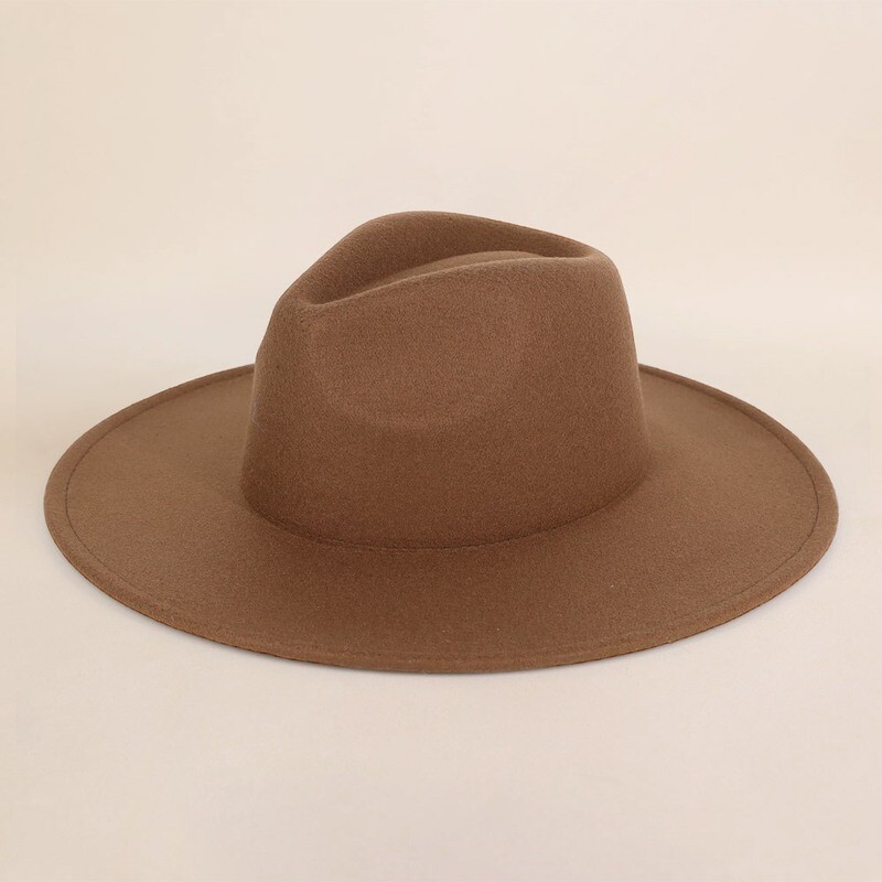 Brown wide brim fedora