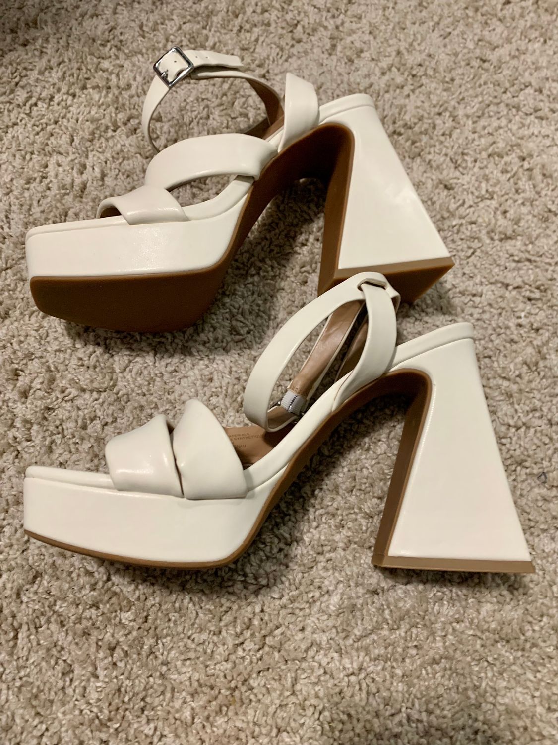 Cream ankle strap sandals