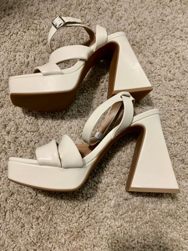 Cream ankle strap sandals
