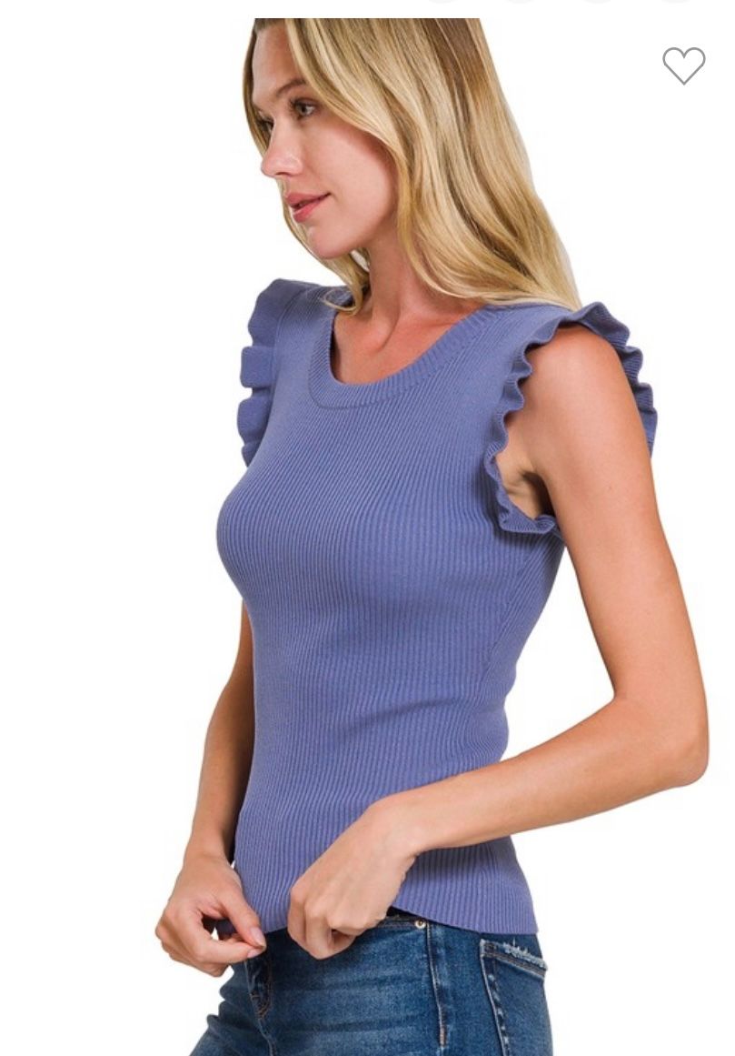 Ruffle viscose sweater vest