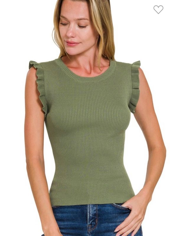 Ruffle viscose sweater vest