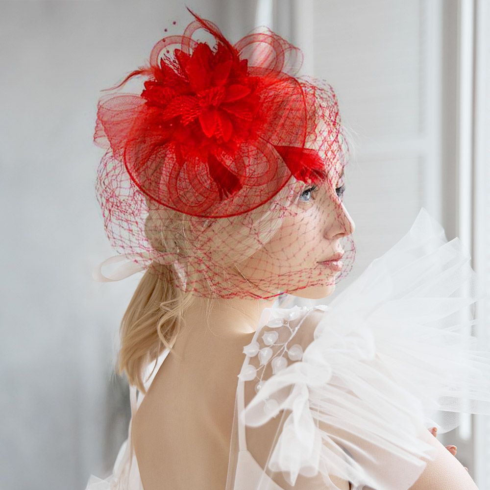Pearl/ Flower Mesh Fascinator
