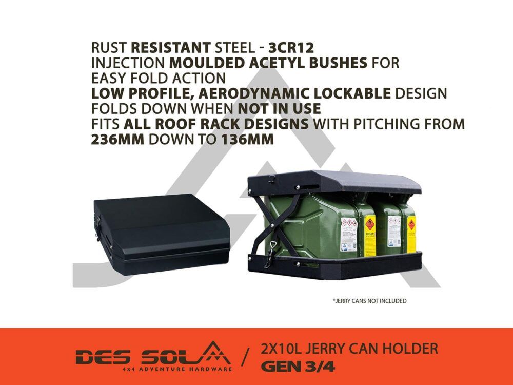 Roof Rack Jerry Can Holder (2x10L)