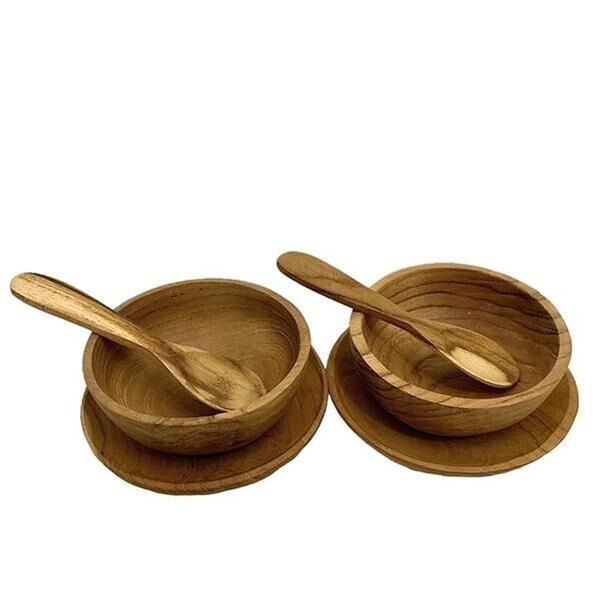 Wooden baby bowls set