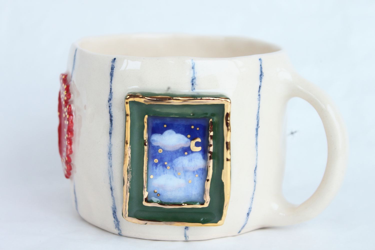 Gallery Mug - Sheep, strawberries, Stary night &amp; cat  #2