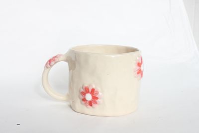 Pink Flower Mug - handpinched