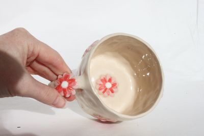 Pink Flower Mug - handpinched