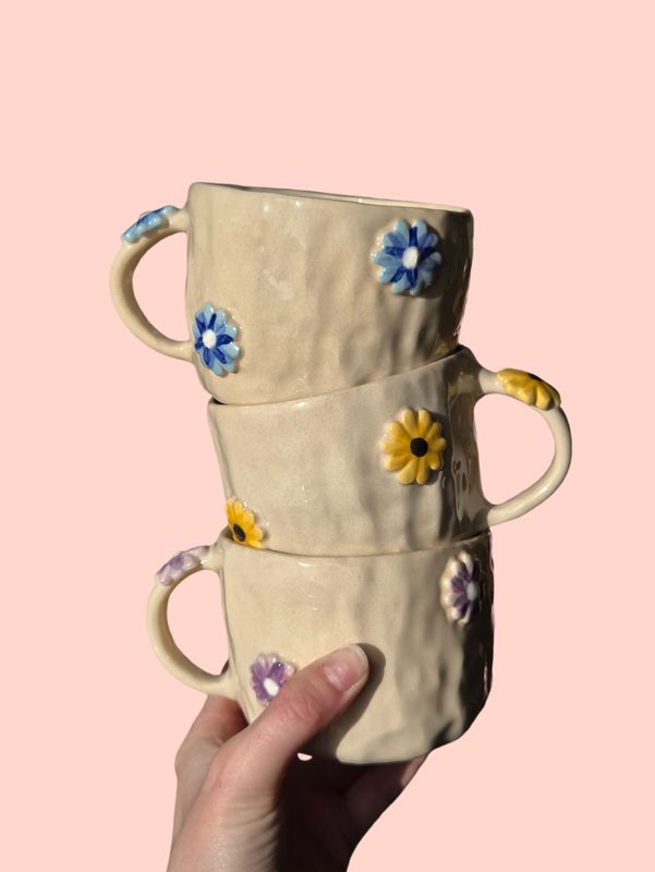 Flower Mugs - handpinched