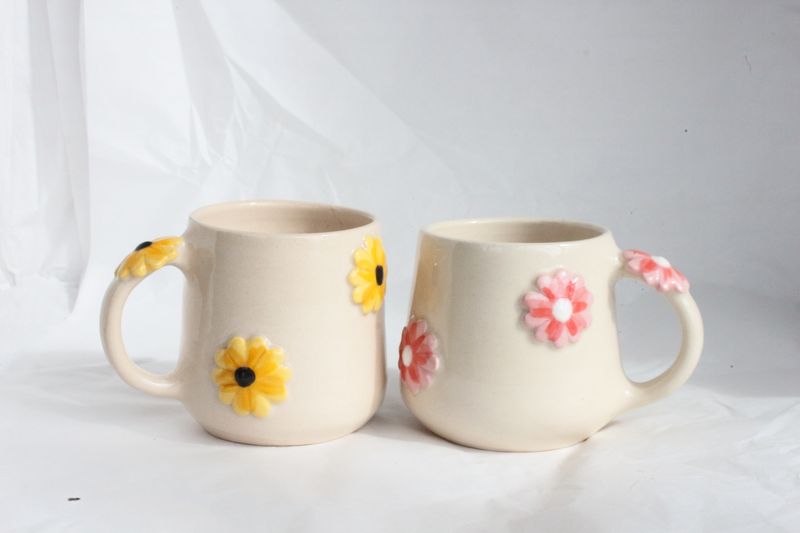 Flower Mugs - wheelthrown