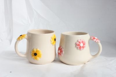 Flower Mugs - wheelthrown