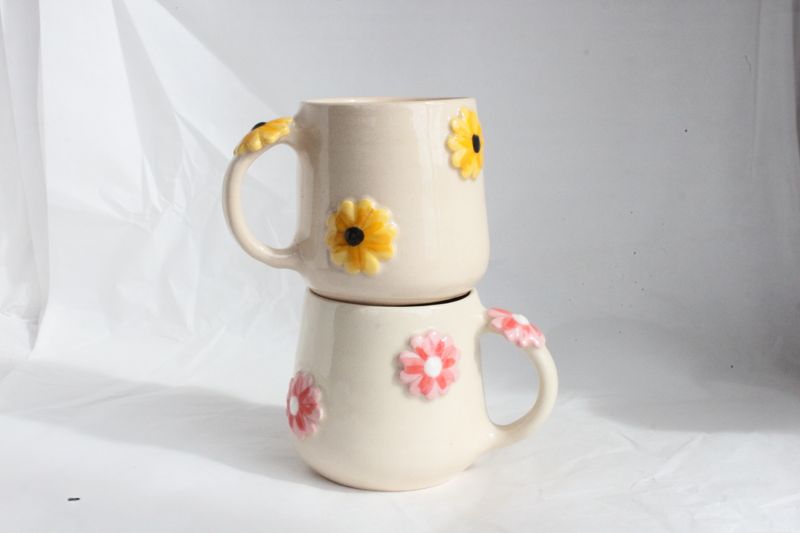 Flower Mugs - wheelthrown