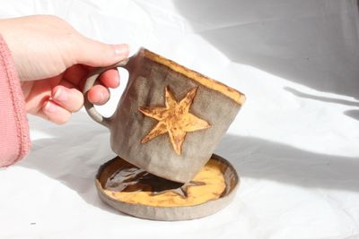 Starry Stone Mug and Saucer Set