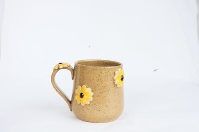 Flower Mug - speckled yellow