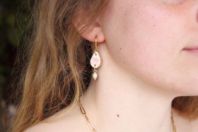 Pink Bow pearl Earrings