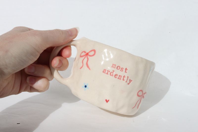 'most ardently' mug - hearts 'n' bows