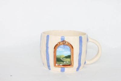 Gallery Mug - two frames blue stripes