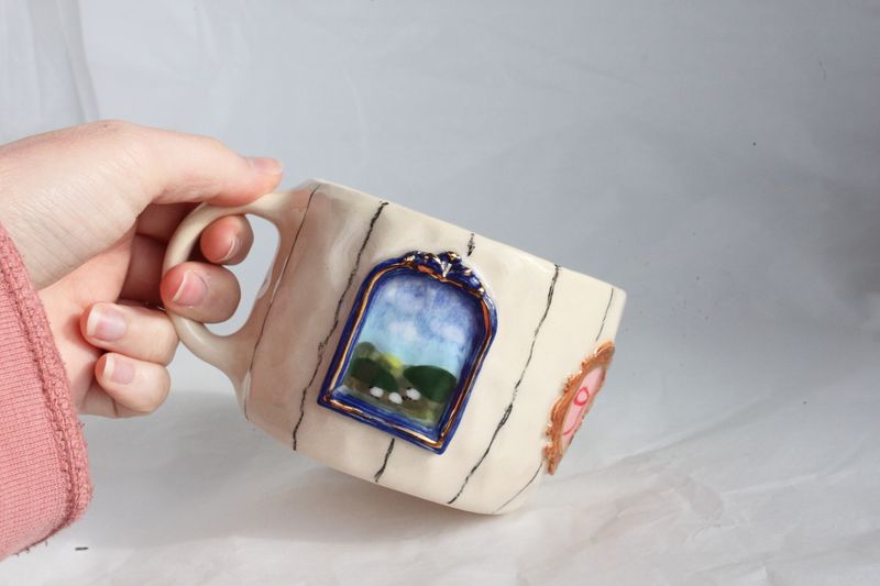 Gallery Mug - Strawberries, meadow, stary night, bow