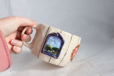 Gallery Mug - Strawberries, meadow, stary night, bow