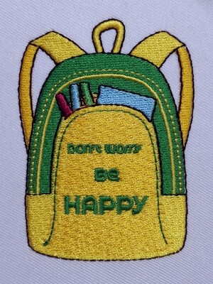 Kids Schoolbag with upbeat text embroidery design