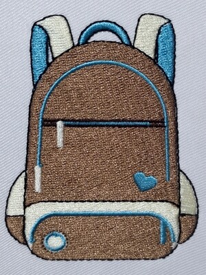 Cute Brown schoolbag embroidery design